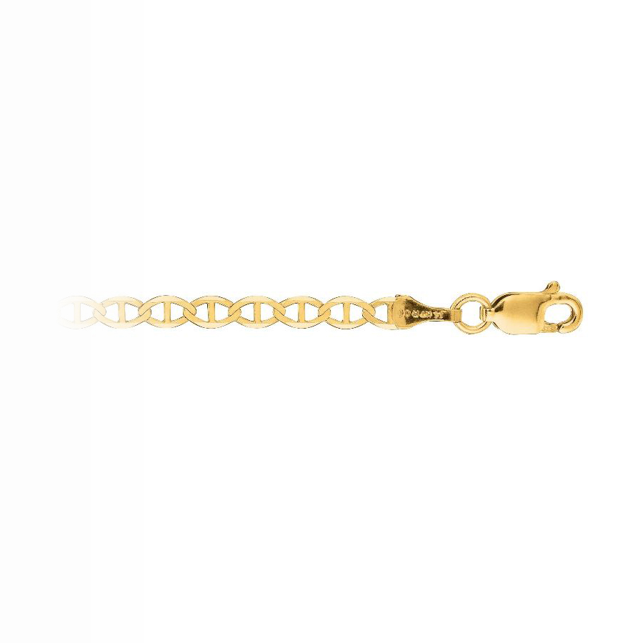 10 Karat Yellow Gold 3.2Mm Mariner Chain Anklet Measuring 10 Inches Long With A Lobster Clasp.