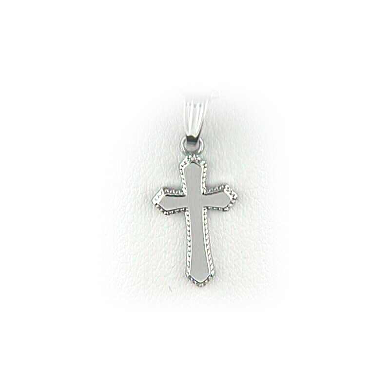 Sterling Silver Bead Trim Cross Pendant On A 13