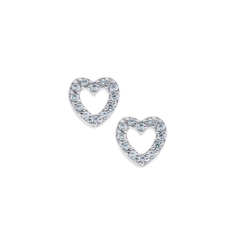 Kiddie Kraft Sterling Silver Open Heart Cz Earrings With Safety Backs.