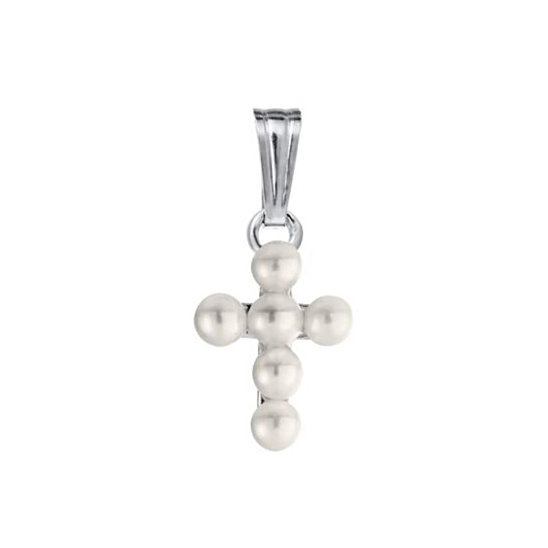 Sterling Silver Pearl Cross Pendant.