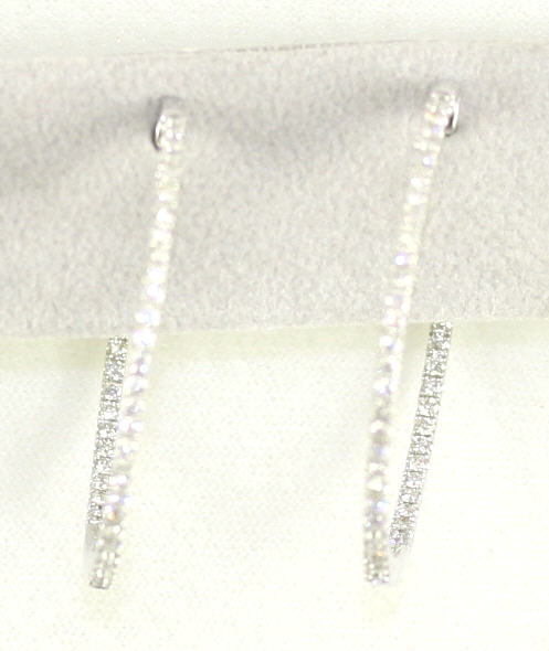 14 Karat White Gold Diamond Inside Out Hinged Hoop Earrings