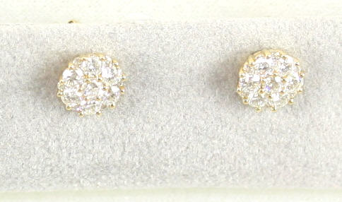 18 Karat Yellow Gold Diamond Earrings
