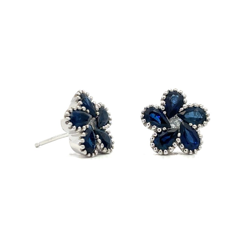 14 Karat White Gold Sapphire And Diamond Earrings