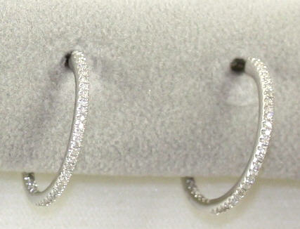 18 Karat White Gold Inside/Out Diamond Hoop Earrings