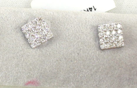 14 Karat White Gold Pave Diamond Earrings
