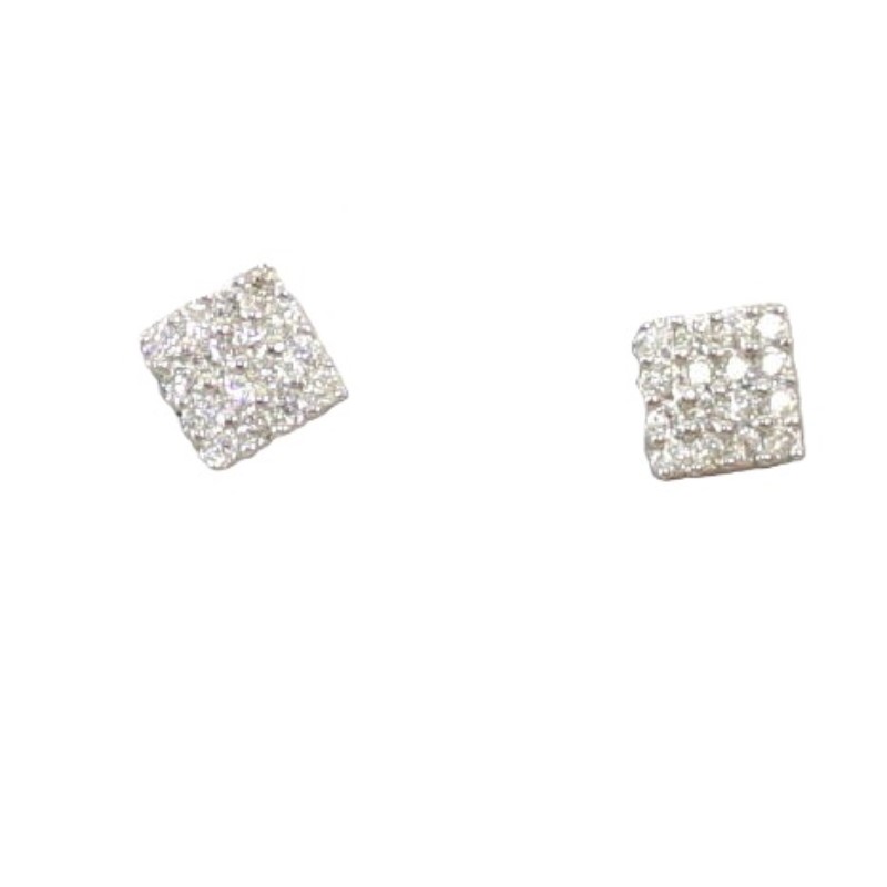 14 Karat White Gold Pave Diamond Earrings