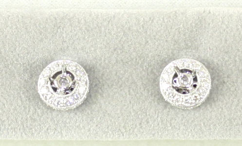 18 Karat White Gold Diamond Semi-Mount Earrings