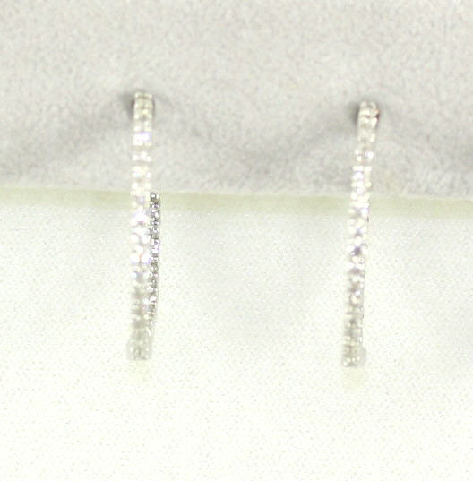 18 Karat White Gold Diamond Inside Out Hinged Hoop Earring