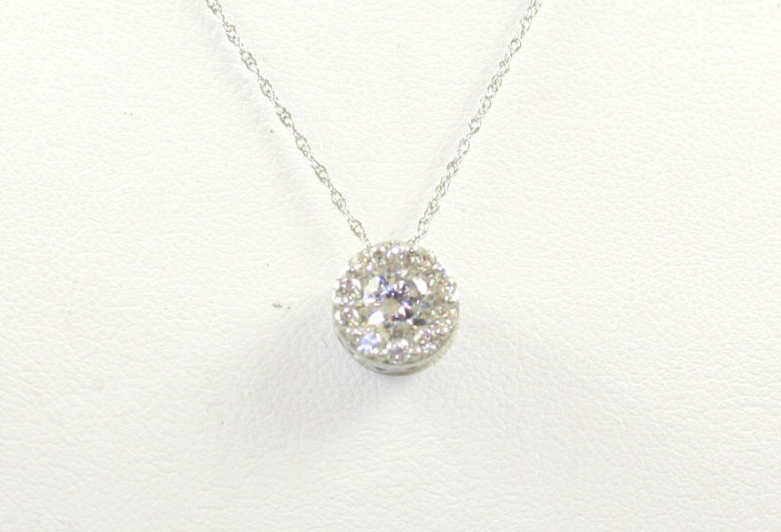 14 Karat White Gold Diamond Circle Semi-Mount Pendant Necklace
