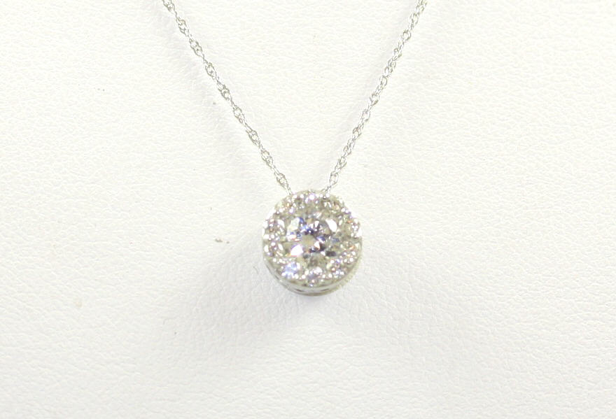 14 Karat White Gold Diamond Circle Semi-Mount Pendant