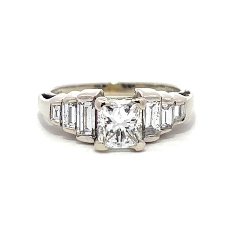 Estate 14 Karat White Gold Diamond Engagement Ring