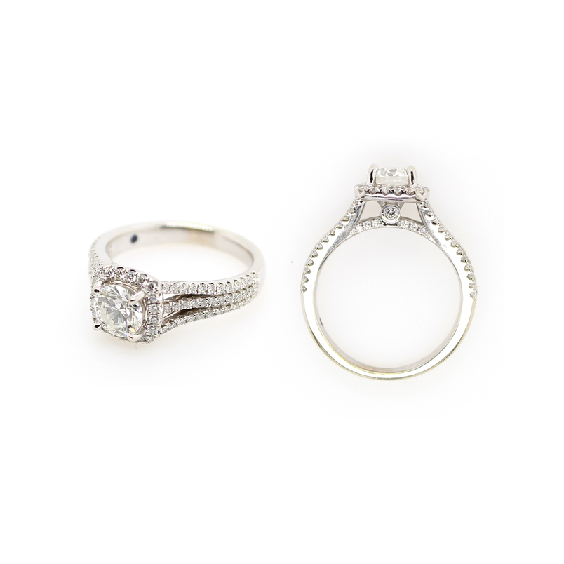 Estate 14 Karat White Gold Diamond Engagement Ring