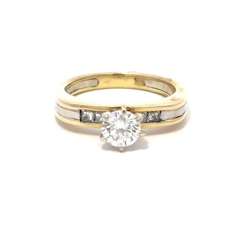 Estate 14 Karat Yellow And White Gold Diamond Engagement Ring