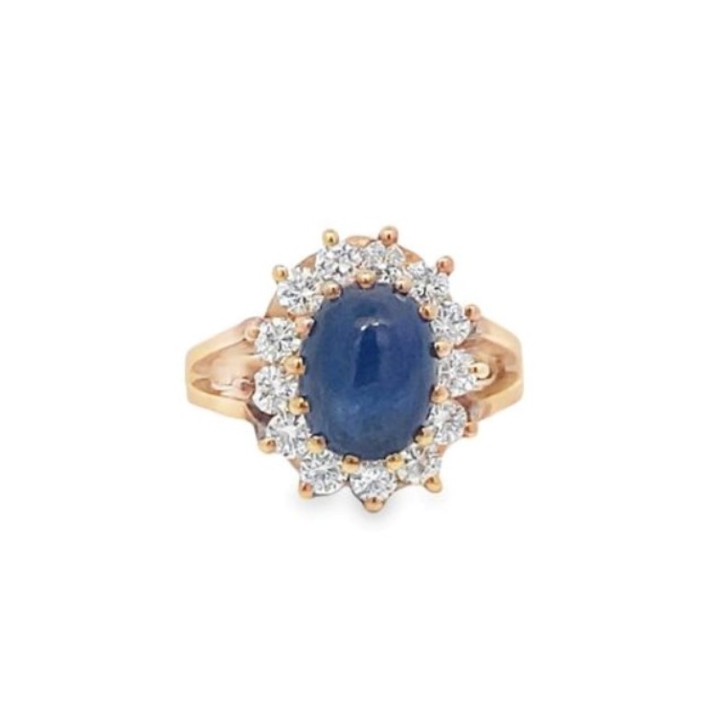 Estate Kamsly Estate 14 Karat Yellow Gold Diamond And Sapphire Ring