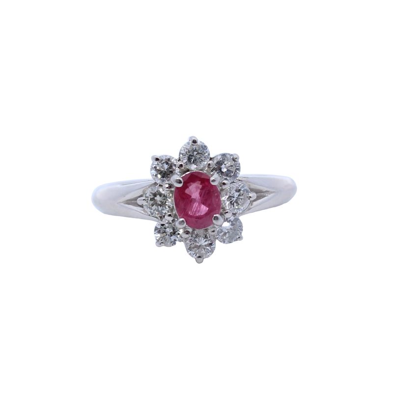 Estate Platinum Ruby And Diamond Ring