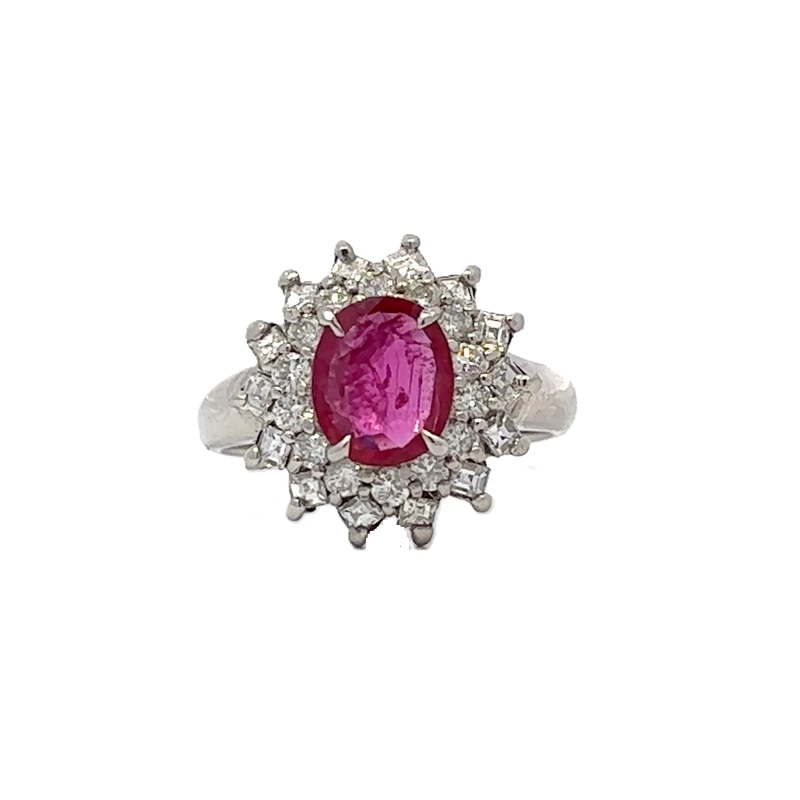 Estate Platinum Ruby And Diamond Ring