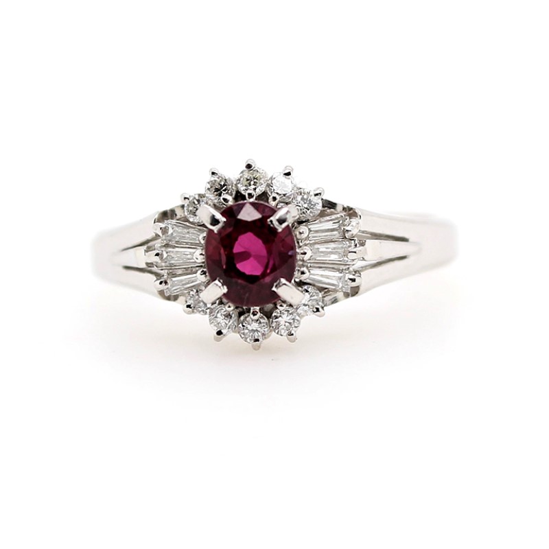 Estate Platinum Ruby And Diamond Ring