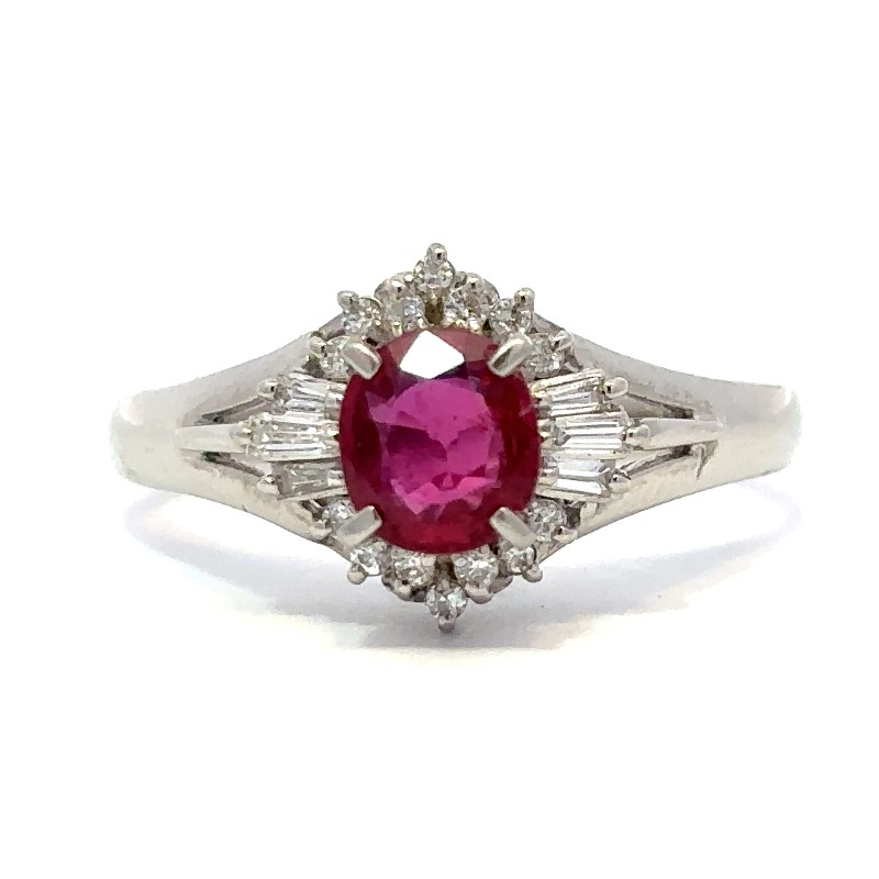 Estate Platinum Ruby And Diamond Ring