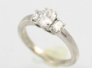 Estate 3-Across Oval Diamond Ring