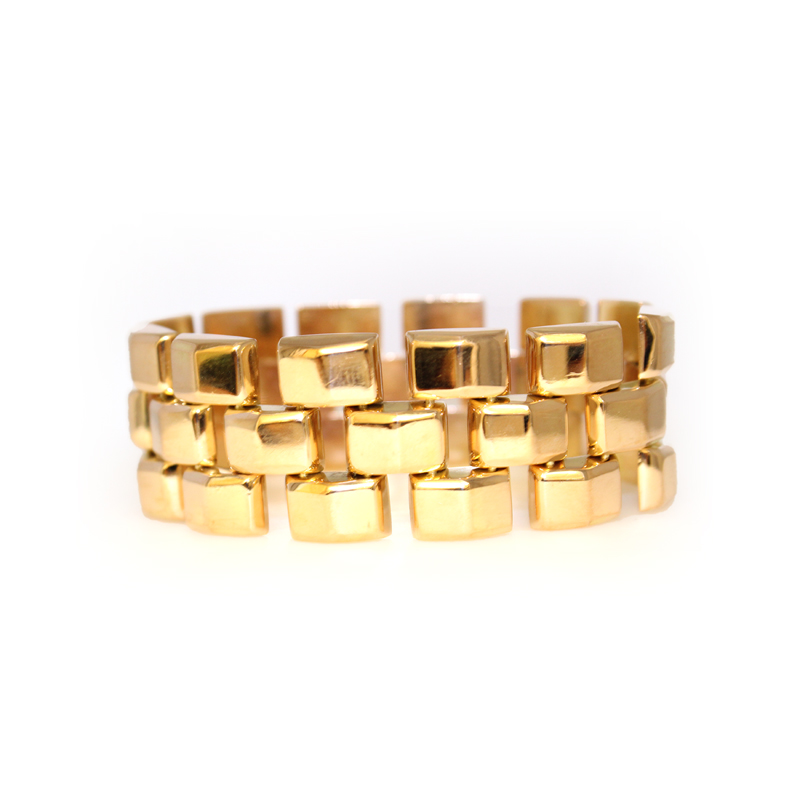 Estate 14 Karat Rose Gold Geometric Bracelet Measuring 7" Long
