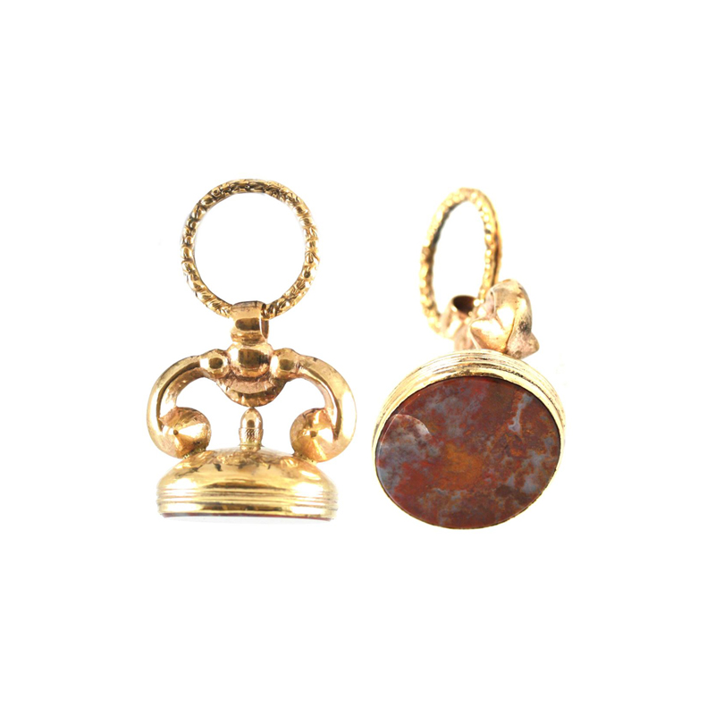 Estate Gold Filled Agate Pocket Watch Fob