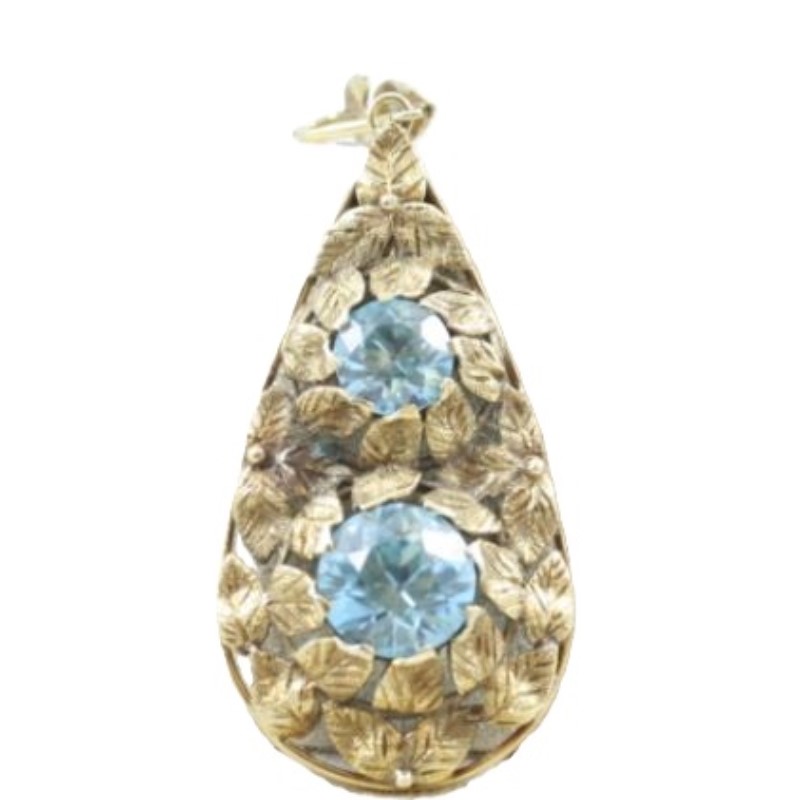 Estate Pear Shaped Blue Zircon Pendant