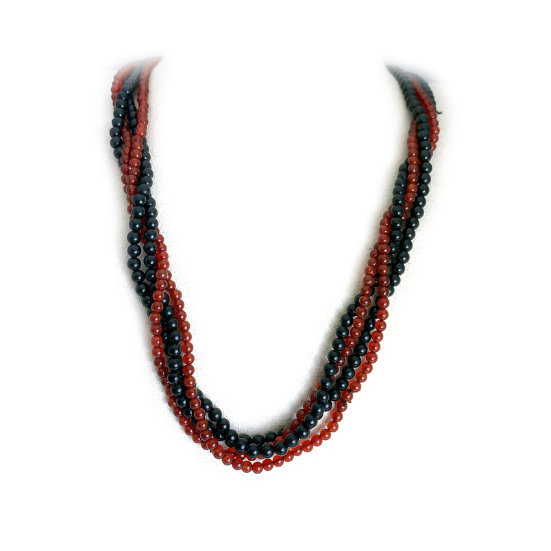 Est Carnelian and Onyx bead strands set of 4