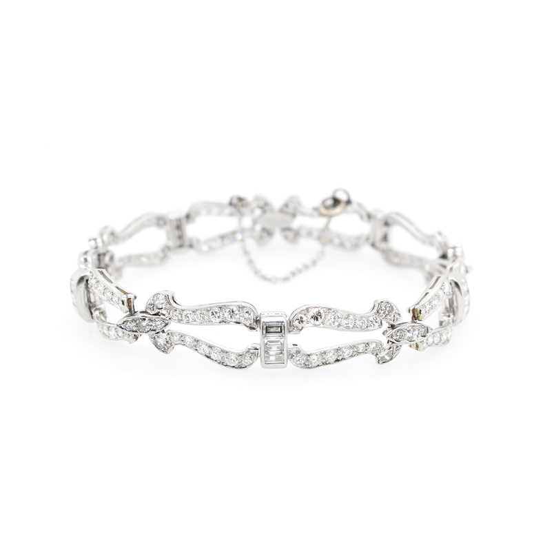 Estate Platinum Diamond Deco Bracelet  Circa 1930