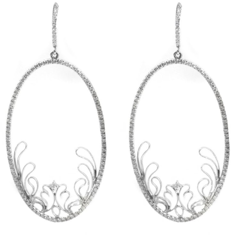 Estate Oval Diamond Earrings