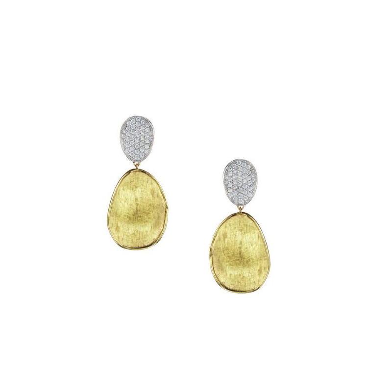 EST 18KY MARCO BICEGO 18KW PAVE DIA DOUBLE DROP EARRINGS