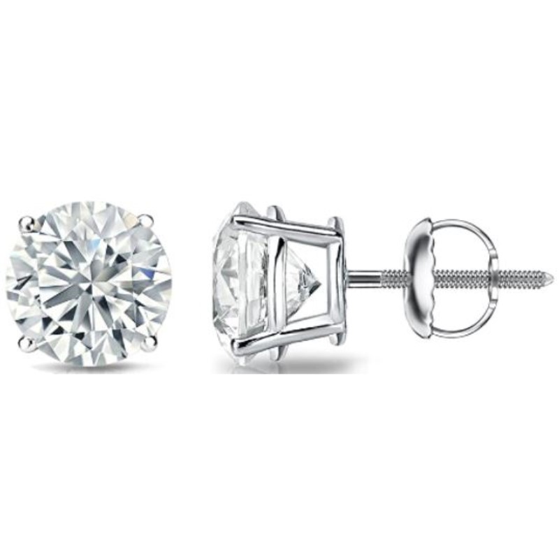 Estate 14 Karat White Gold Diamond Solitaire Earrings