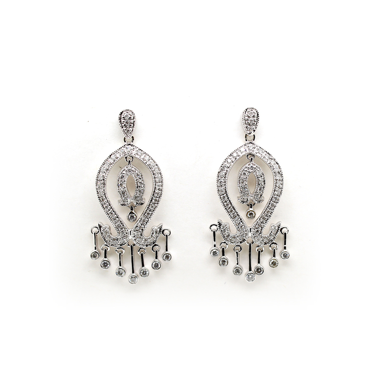 Estate 14 Karat White Gold Diamond Chandelier Earrings