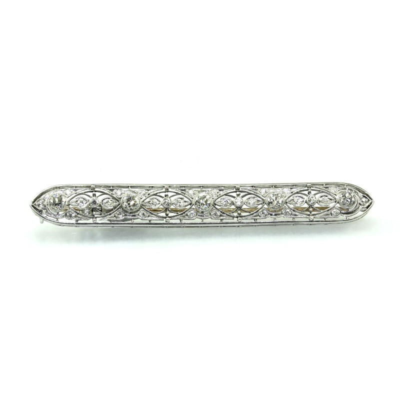 Estate Platinum Diamond Bar Pin