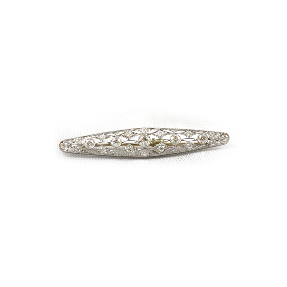 Estate Platinum Diamond Tapered Bar Pin