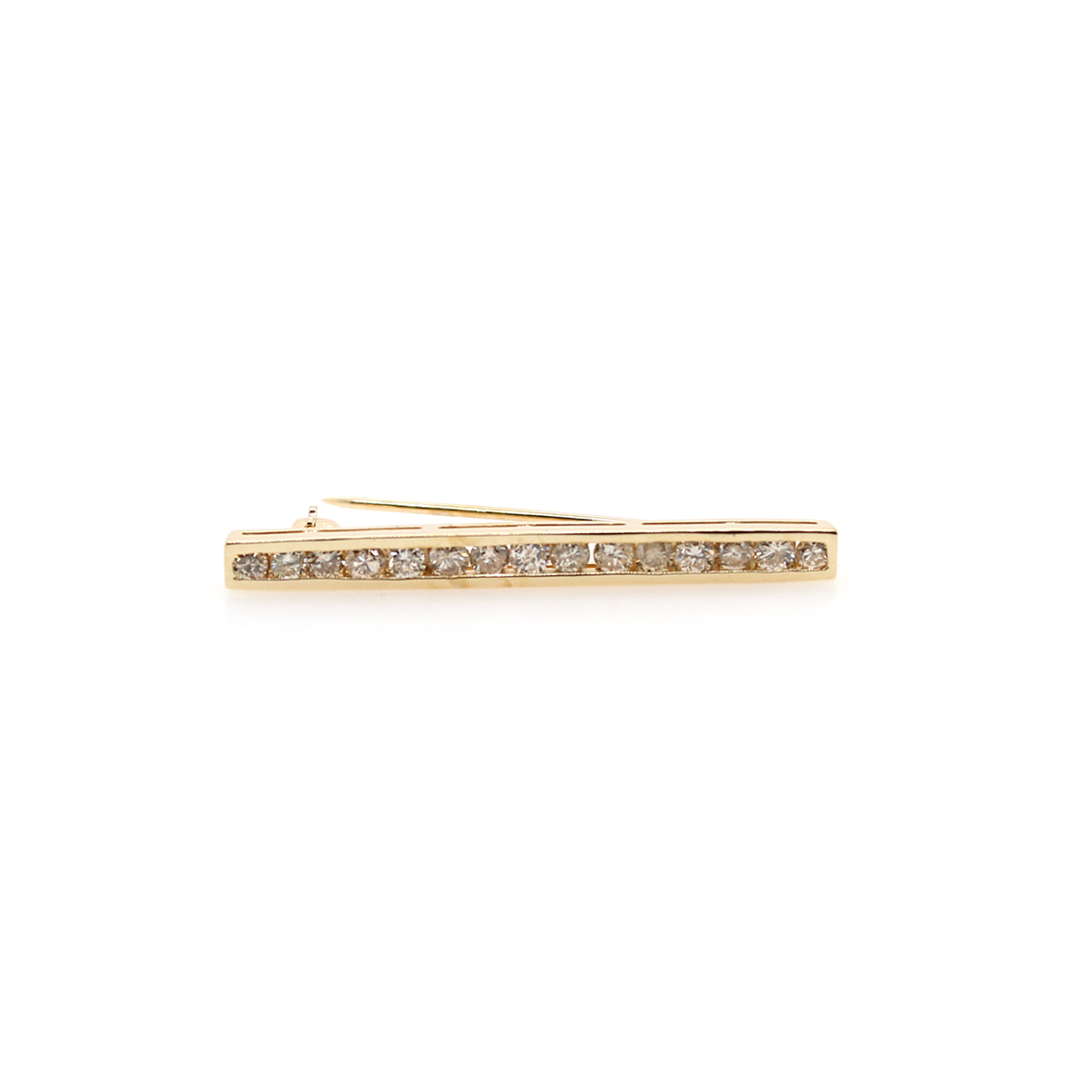 Estate 14 Karat Yellow Gold Diamond Bar Pin