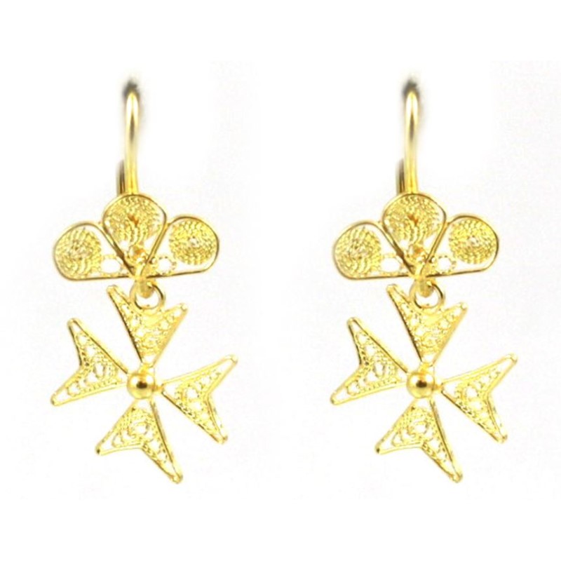 Estate Handmade Cross Drop Earrings