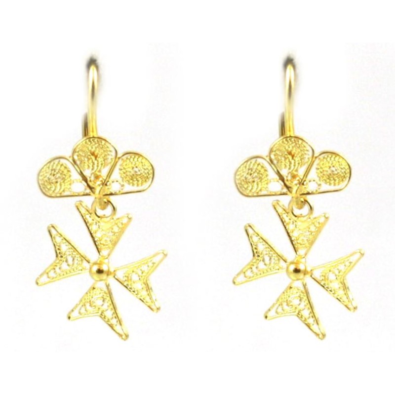 Estate Handmade Cross Drop Earrings