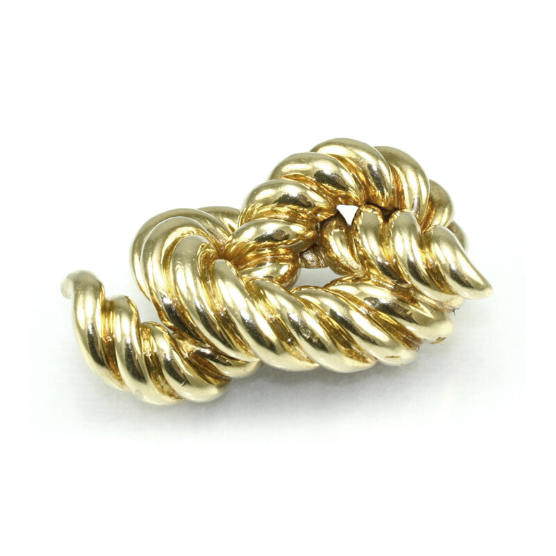 Estate 18 Karat Yellow Gold Braided Knot Pin Stamped "Tiffany & Co."
