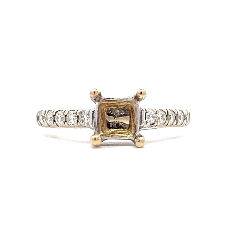 Estate 18 Karat White Gold Diamond Semi-Mount Ring