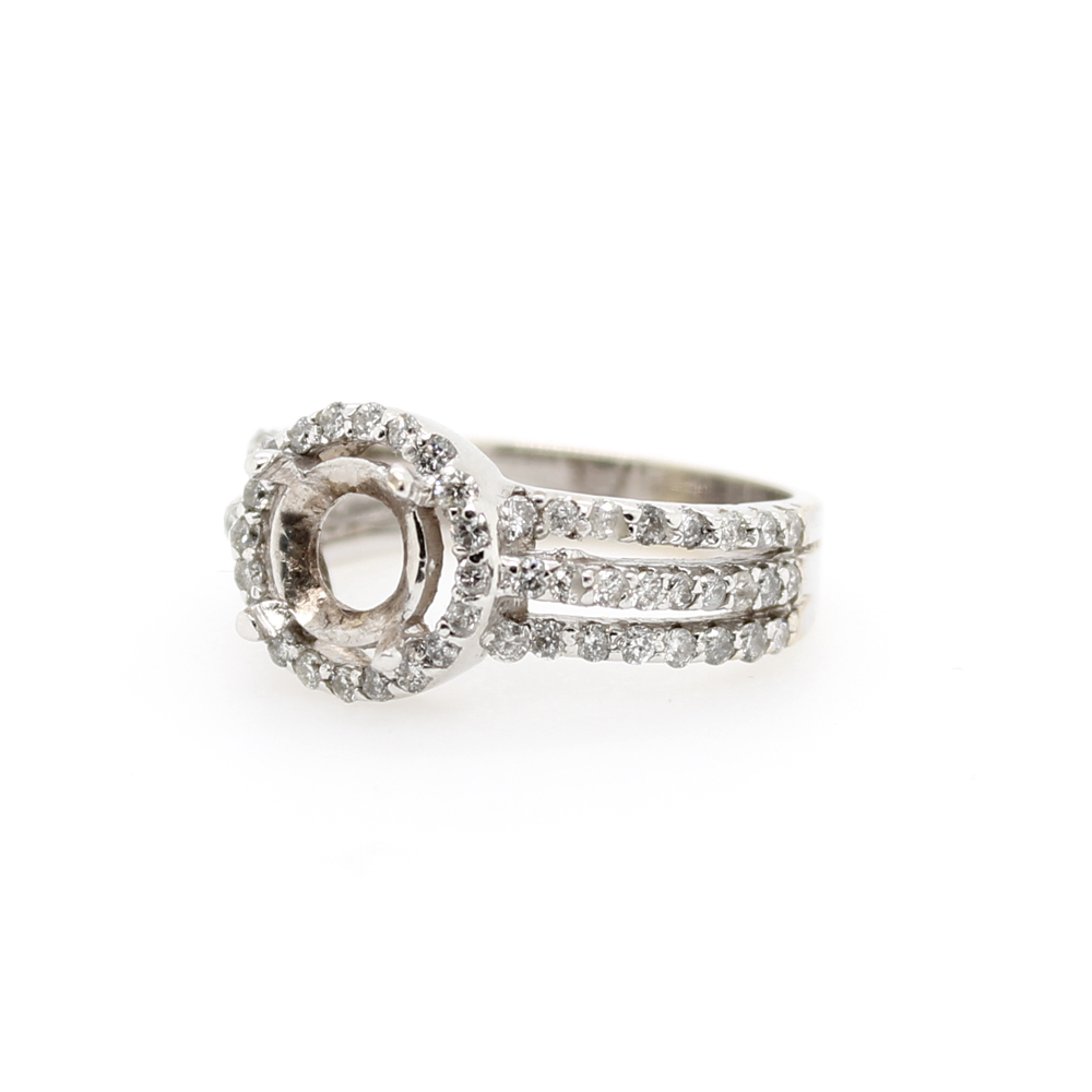 Estate 14 Karat White Gold Diamond Semi Mount Ring