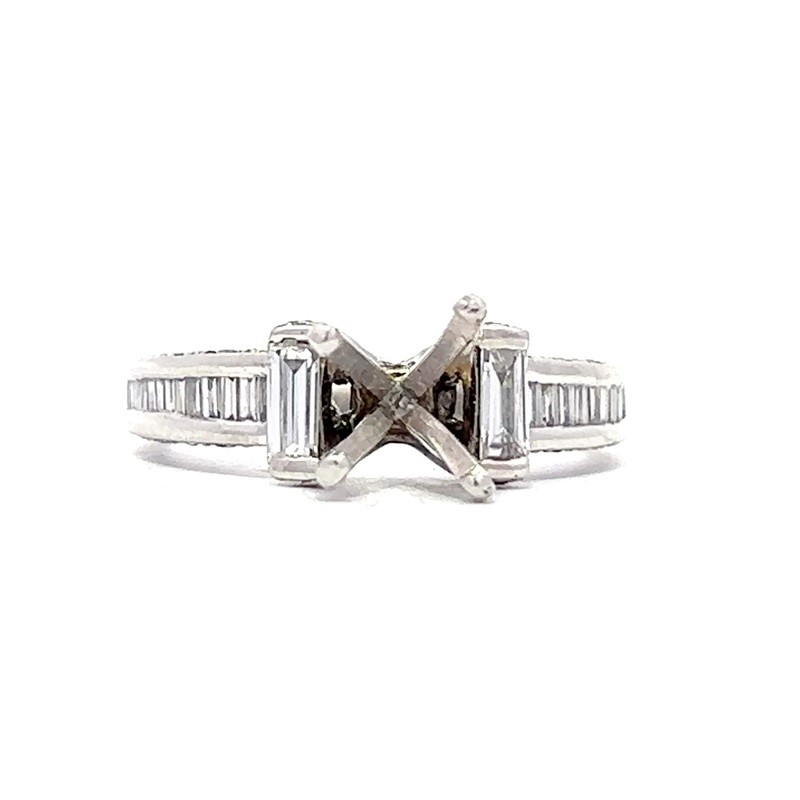 Estate Platinum Diamond Semi Mount Ring