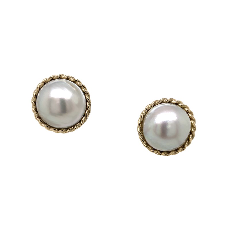 Estate 14 Karat Yellow Gold "Lindsay" Mabe Pearl Earrings