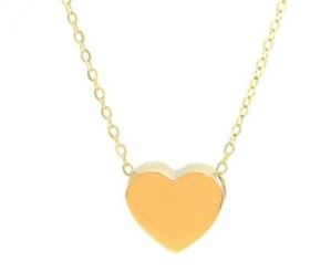 14 karat yellow gold hollow heart pendant necklace with diamond cut chain measuring 18 inches  adjustable to 16