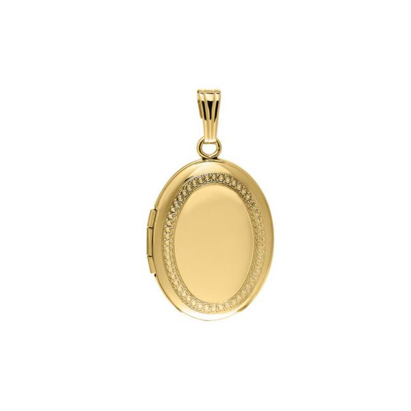 14 Karat Gold Filled Etched Oval Locket On An 18