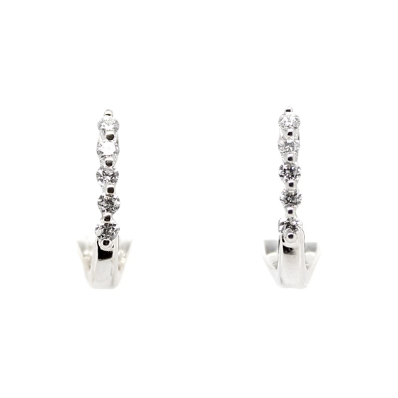 14 Karat White Gold Diamond J-Hoop Earrings