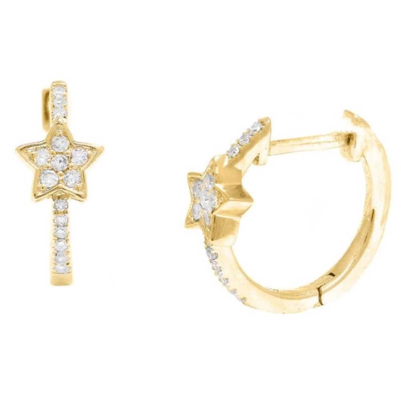 Diamond Star Huggie Hoop Earrings