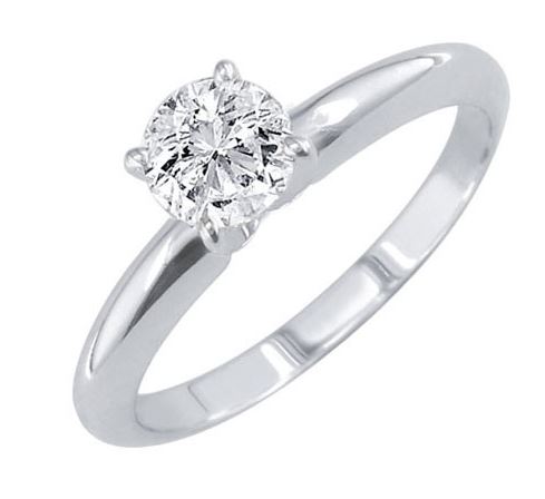 14 Karat White Gold Diamond Solitaire Ring