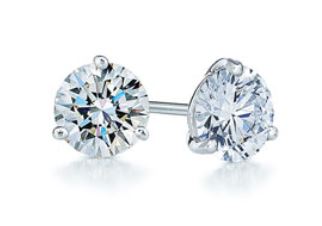 14K Wg Dia Solitaire Earrings  Each Having 1 Rb Diamond 3 Prng Set In A Martini Style Mounting