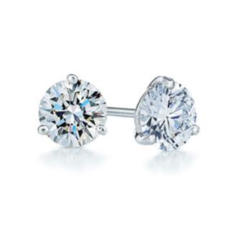 14K Wg Dia Solitaire Earrings  Each Having 1 Rb Diamond 3 Prng Set In A Martini Style Mounting