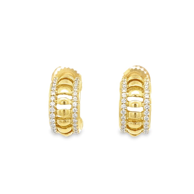 Charles Krypell 18 Karat Yellow Gold Diamond Earrings From The Birdcage Collection